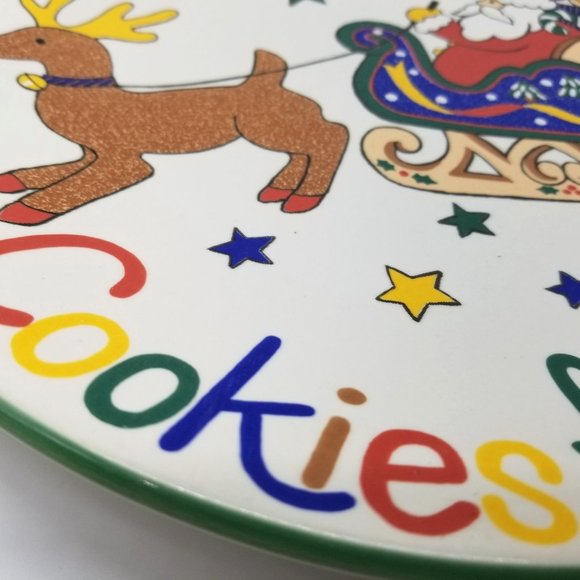Mikasa Cookies For Santa Treat Plate Platter Reindeer Sleigh 11 Inch Ceramic FX0 - Picture 2 of 11